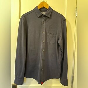 UNTUCKit Men's Blue Pique Polo Button Down Long Sleeve Knit Shirt L-Slim